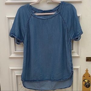 Chambray Short Sleeve Top - Size MEDIUM